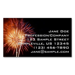 Red, White and Blue Fireworks I Patriotic Magnetic Business Card