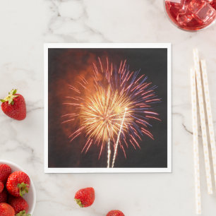 Red, White and Blue Fireworks I Patriotic Napkin