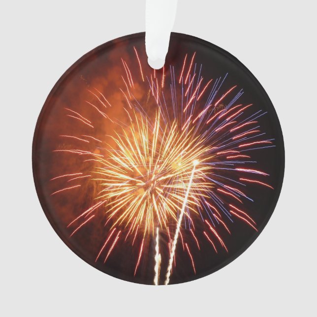 Red, White and Blue Fireworks I Patriotic Ornament (Front)