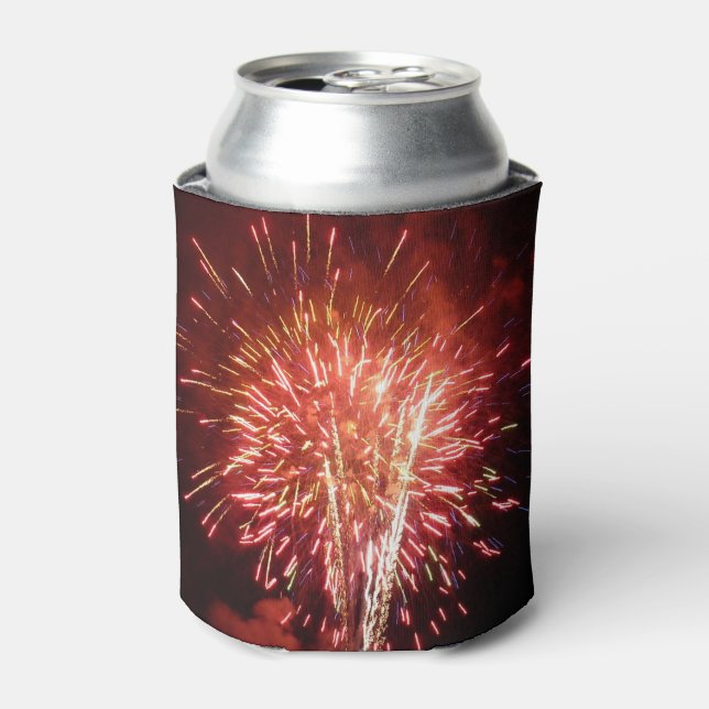 Red, White and Blue Fireworks II Patriotic Can Cooler (Can Front)