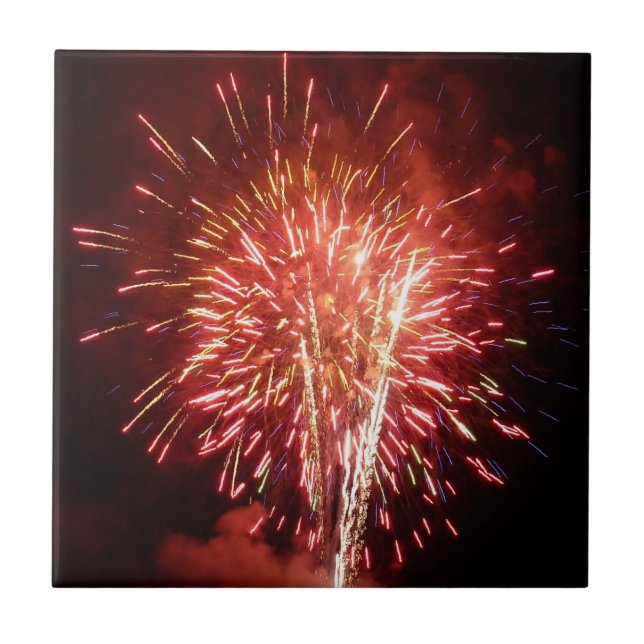 Red, White and Blue Fireworks II Patriotic Tile (Front)