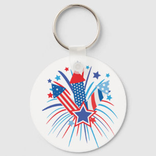 Red, white and blue fireworks keychain