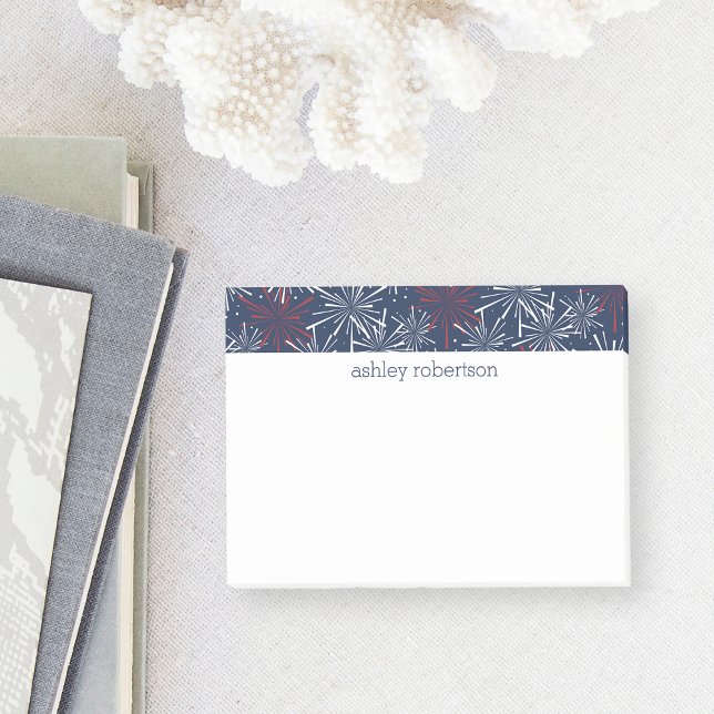 Red White and Blue Fireworks Pattern Post-it Notes (Creator Uploaded)