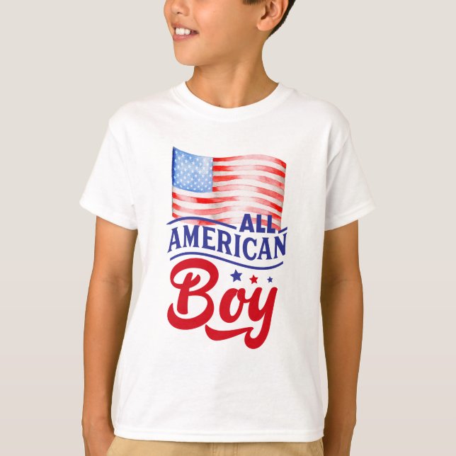 Red white and blue flag All American Boy T-Shirt (Front)