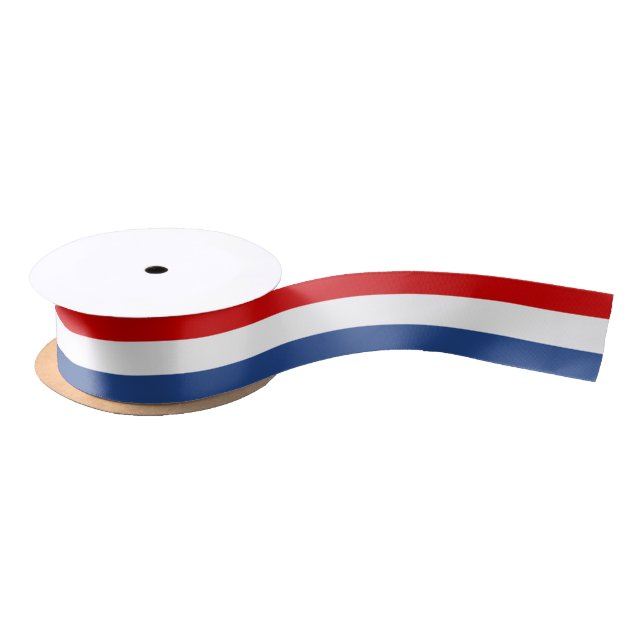 Red white and blue flag colour satin ribbon spool (Spool)