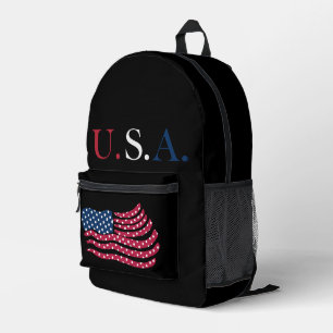 Red White And Blue Flag Design Printed Backpack