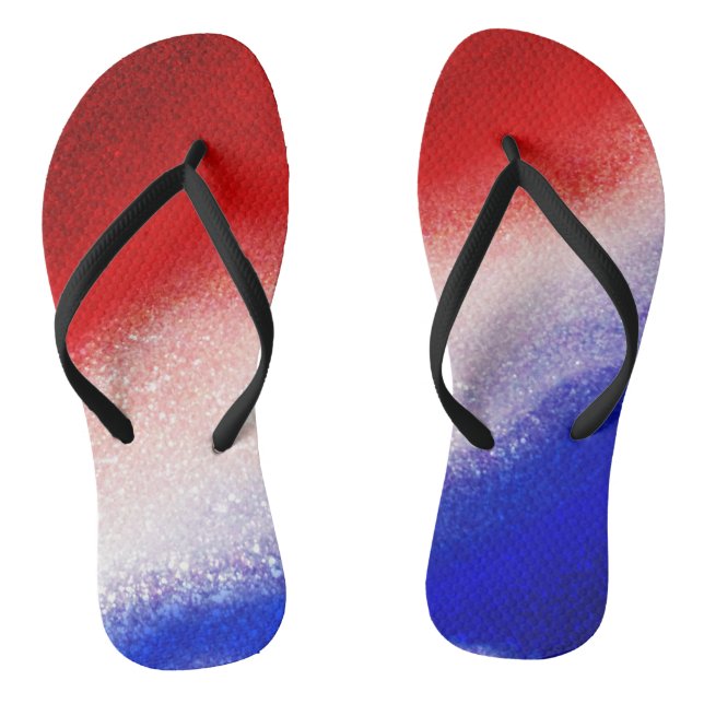 Red, White, and Blue Flip Flops (Footbed)