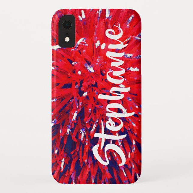 Red White and Blue Floral Abstract, Name, Case-Mate iPhone Case (Back)