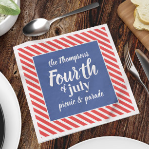 Red White and Blue Fourth of July Custom Napkin