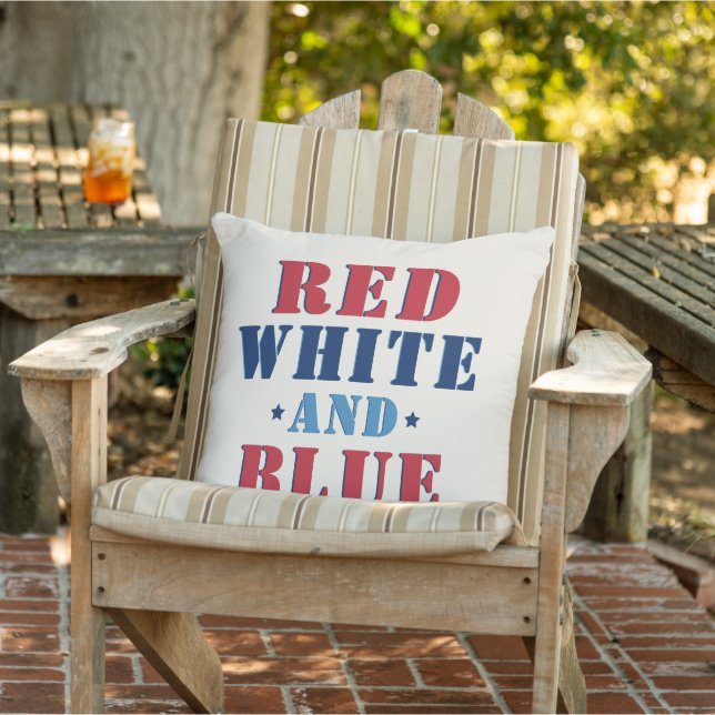 Red White and Blue Fourth of July Holiday Throw Pillow (Chair)