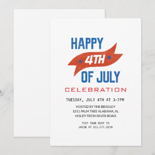 Red White and Blue Fourth of July Independence Day Invitation