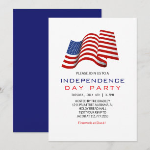 Red White and Blue Fourth of July Independence Day Invitation