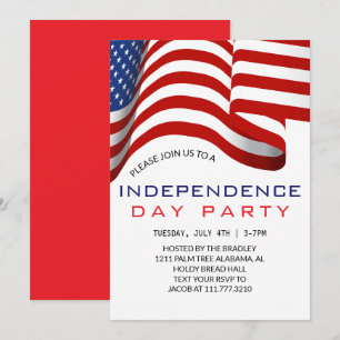 Red White and Blue Fourth of July Independence Day Invitation