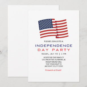 Red White and Blue Fourth of July Independence Day Invitation