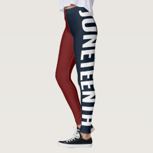 Red White and Blue Freedom Day June 19 JUNETEENTH Leggings
