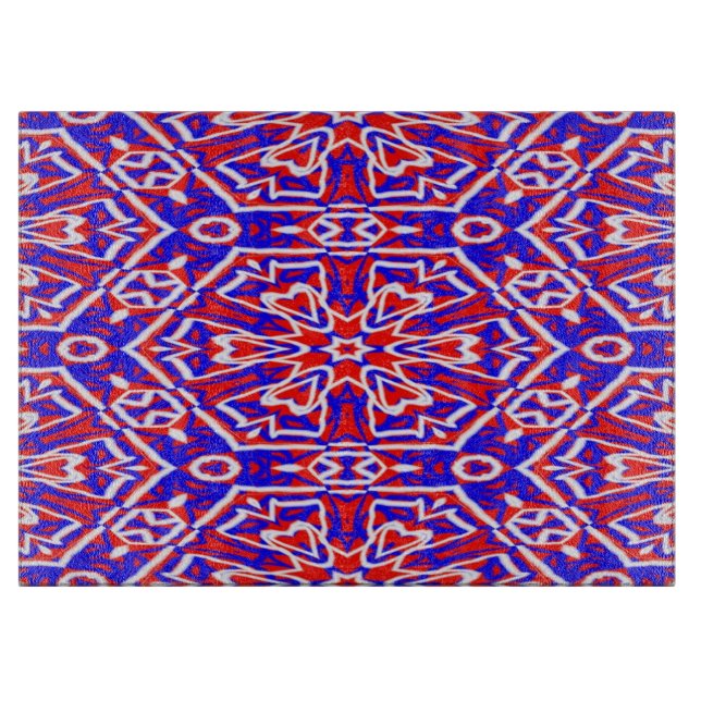 Red, White and Blue Geometrics Cutting Board (Front)