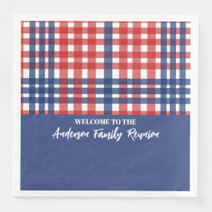 Red, White and Blue Gingham Family Reunion Napkin
