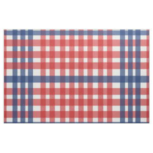 Red, White and Blue Gingham Plaid Fabric