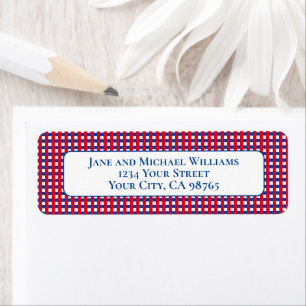 Red White and Blue Gingham Stripes Personalized