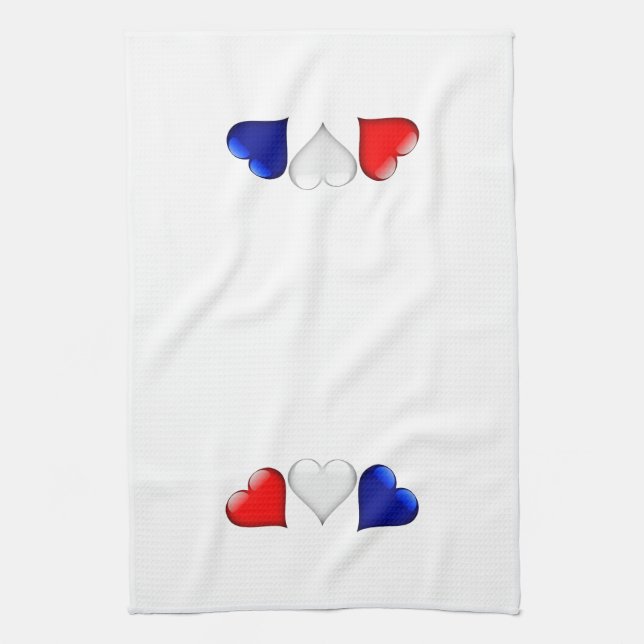Red, White, and Blue Glass Hearts Kitchen Towel (Vertical)