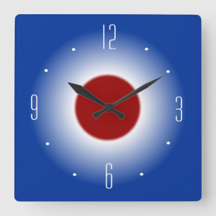 Red White and Blue Glow Design> Wall Clock