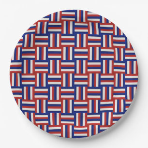 Red White and Blue Gradient Patriotic Zig Zag Paper Plate