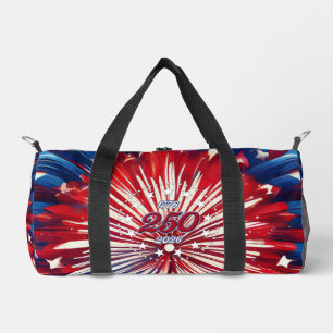 Red, White and Blue Graphic Fireworks Duffle Bag
