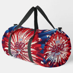 Red, White and Blue Graphic Fireworks Duffle Bag