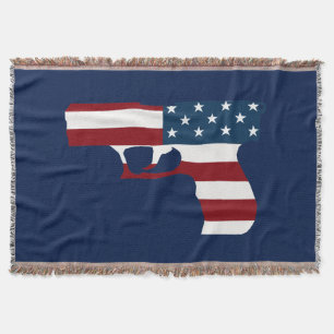 Red White And Blue Gun Throw Blanket