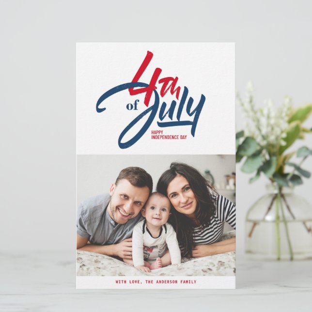 Red, White and Blue Happy Independence Day Photo (Standing Front)