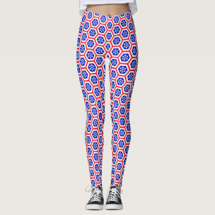 Red White and Blue hexagon pattern Leggings