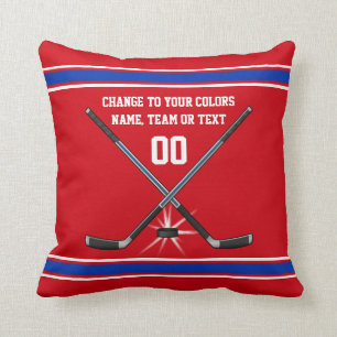 Red White and Blue Hockey Pillow for Hockey Player