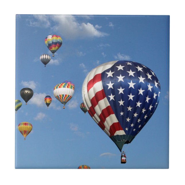 Red, White and Blue Hot Air Balloon Tile (Front)
