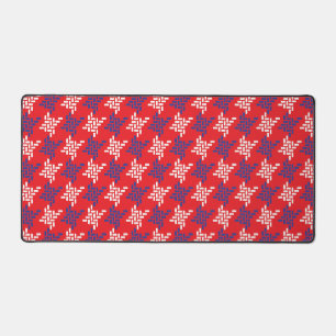 Red White And Blue Houndstooth Pattern Desk Mat