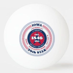 Red, White, and Blue Iowa Circle  Ping Pong Ball