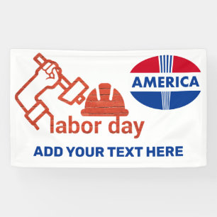 Red White and Blue Labour Day  Banner