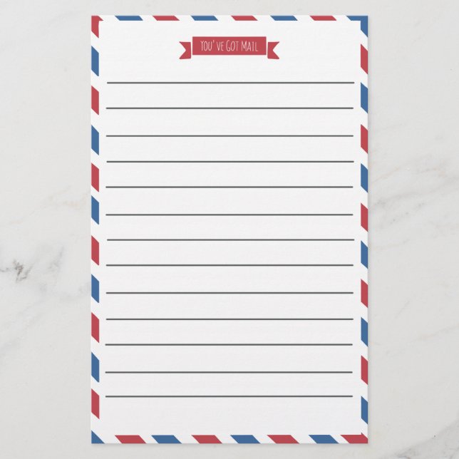 Red, White, And Blue Lined Stationery (Front)