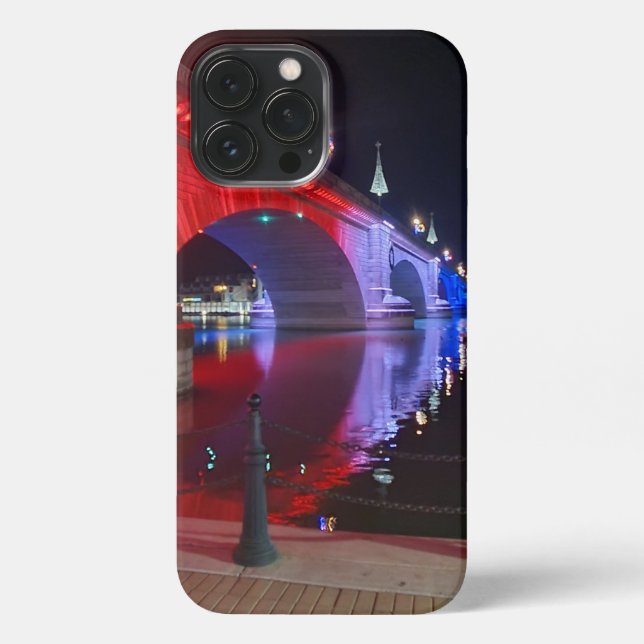 Red, white, and blue London Bridge Lake Havasu iPhone Case (Back)