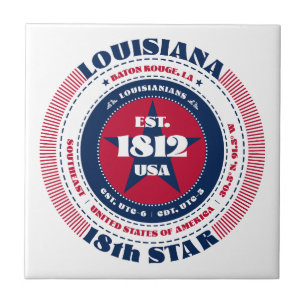 Red, White, and Blue Louisiana Ceramic Tile