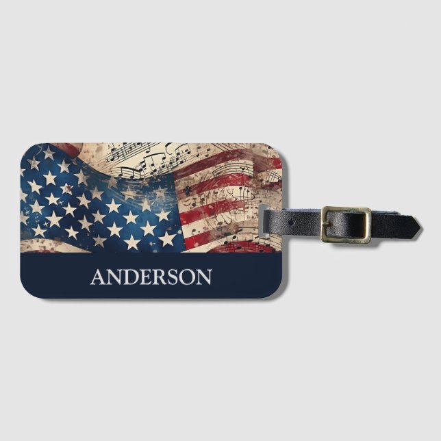 Red White and Blue  Luggage Tag (Front Horizontal)