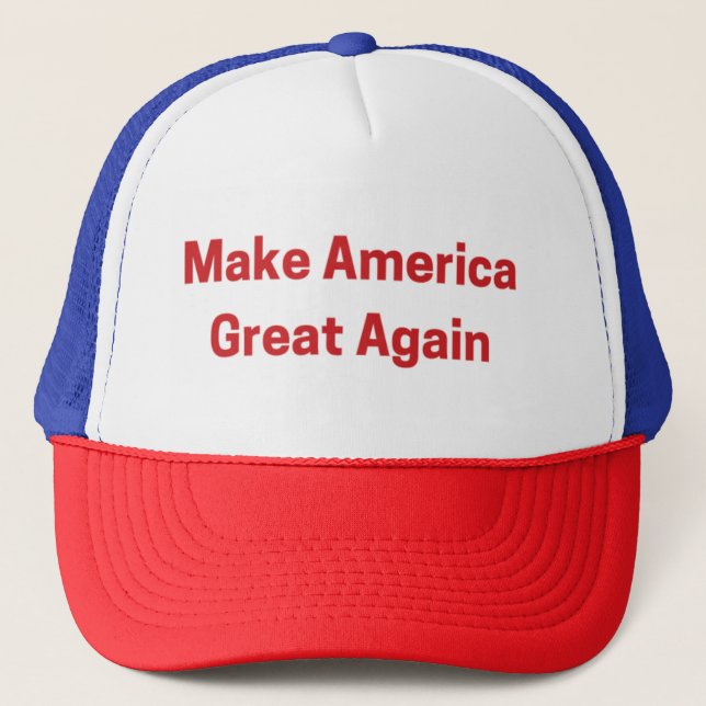 Red, white, and blue MAGA Trucker Hat (Front)