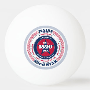 Red, White, and Blue Maine Circle Ping Pong Ball
