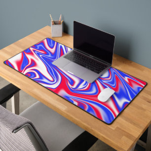 Red White And Blue Marble, Desk Mat