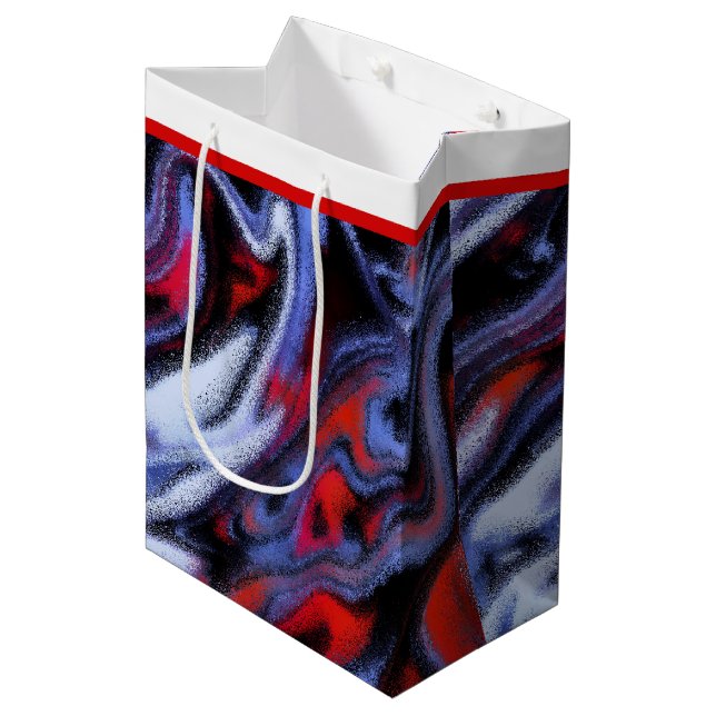 Red, white and blue marble medium gift bag (Front Angled)