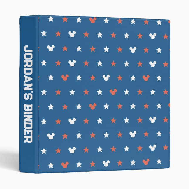 Red, White, and Blue Mickey Star Pattern Binder (Front/Spine)