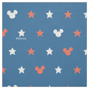 Red, White, and Blue Mickey Star Pattern Fabric