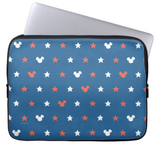 Red, White, and Blue Mickey Star Pattern Laptop Sleeve