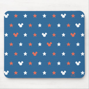 Red, White, and Blue Mickey Star Pattern Mouse Pad