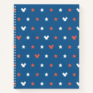 Red, White, and Blue Mickey Star Pattern Notebook