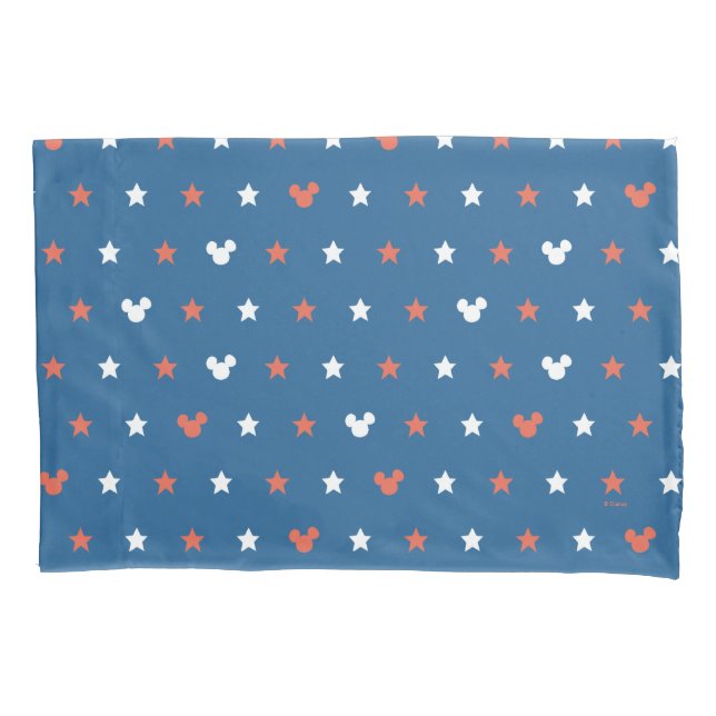 Red, White, and Blue Mickey Star Pattern Pillowcase (Front)